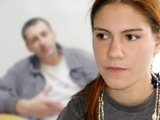 Parent talking to teen